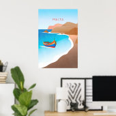 Affiche de voyage minimale de Malte (Bureau à domicile)
