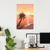 Affiche de voyage minimale des Fidji (Bureau à domicile)