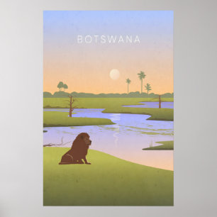 Affiche de voyage minimaliste au Botswana