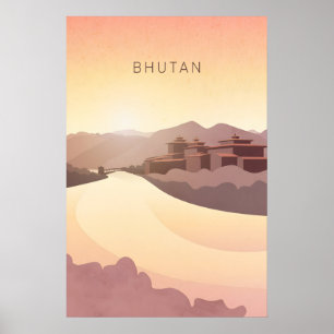 Affiche de voyage minimaliste Bhoutan