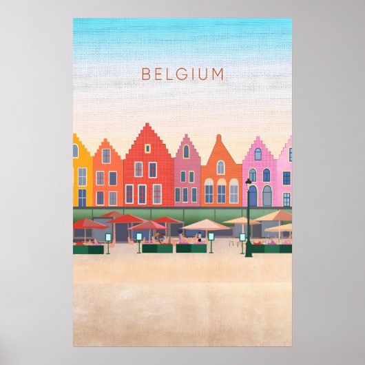 Affiche de voyage minimaliste en Belgique (Devant)