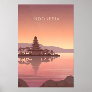 Affiche de voyage minimaliste en Indonésie