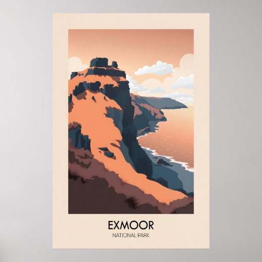 Affiche de voyage moderne du parc national d'Exmoo (Devant)