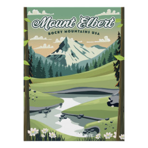 Affiche de voyage Mont Elbert Montagnes Rocheuses