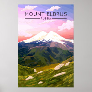 Affiche de voyage Mont Elbrus Russie