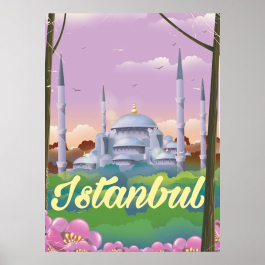 Affiche de voyage mosquée bleue Istanbul (Devant)