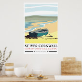 Affiche de voyage nautique St Ives Cornwall. (Cuisine)