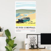 Affiche de voyage nautique St Ives Cornwall. (Bureau à domicile)