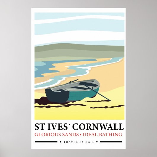 Affiche de voyage nautique St Ives Cornwall. (Devant)
