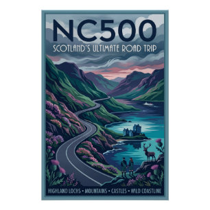 Affiche de voyage NC500 Road Trip ultime en Écosse
