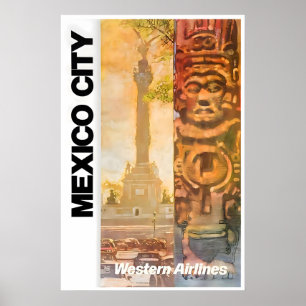 Affiche de voyage occidentale d'art de Mexico City