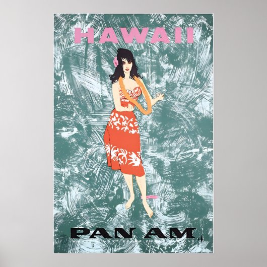 Affiche de voyage Pan Am Impression d'art hawaïen (Devant)