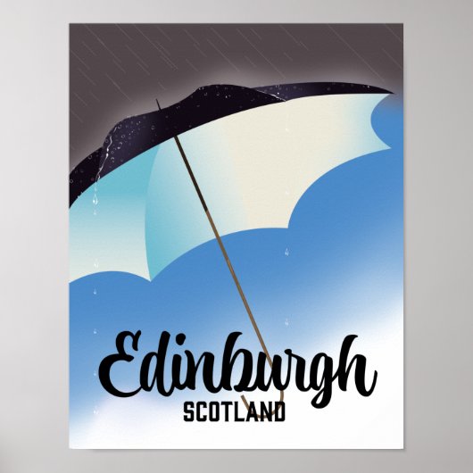 Affiche de voyage parapluie Édimbourg Écosse (Devant)