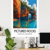 Affiche de voyage Parc national de Pictured Rocks (Bureau à domicile)