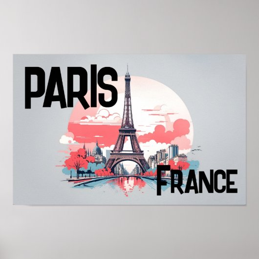 Affiche de voyage Paris France Tour Eiffel (Devant)