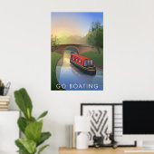Affiche de voyage Partez en bateau (Bureau à domicile)