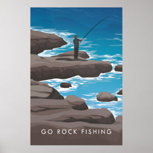 Affiche de voyage : Pêche au rock