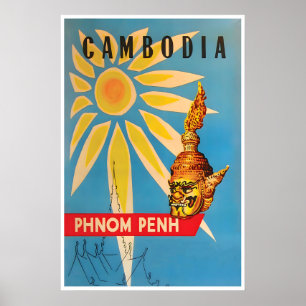 Affiche de voyage Phnom Penh Cambodge Impression a