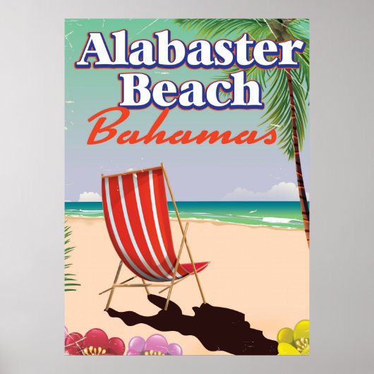 Affiche de voyage Plage d'Albâtre Bahamas (Devant)