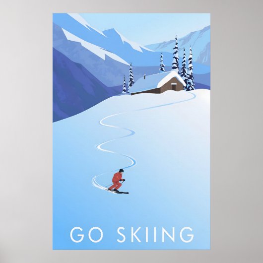 Affiche de voyage pour aller skier (Devant)