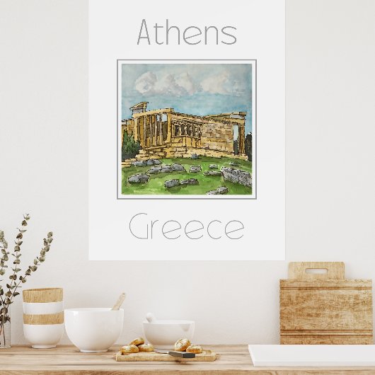 Affiche de voyage pour Athènes Grèce (Cuisine)