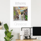 Affiche de voyage pour Athènes Grèce (Bureau à domicile)