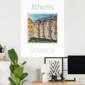Affiche de voyage pour Athènes Grèce (Bureau à domicile)