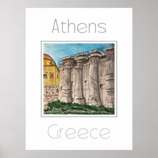 Affiche de voyage pour Athènes Grèce (Devant)