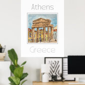 Affiche de voyage pour Athènes Grèce (Bureau à domicile)