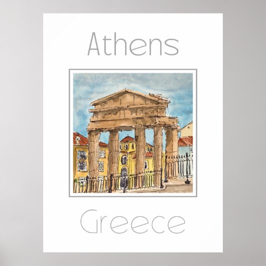 Affiche de voyage pour Athènes Grèce (Devant)