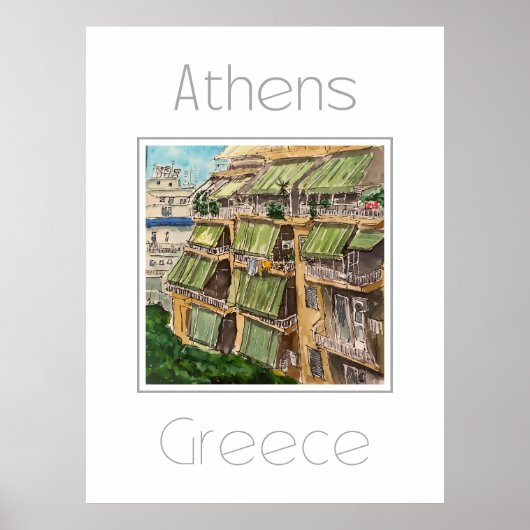 Affiche de voyage pour Athènes Grèce (Devant)