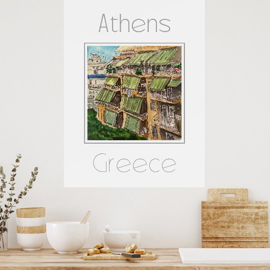 Affiche de voyage pour Athènes Grèce (Cuisine)