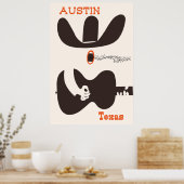 Affiche de voyage pour Austin, Texas. (Cuisine)