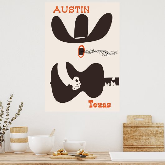 Affiche de voyage pour Austin, Texas. (Cuisine)