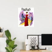 Affiche de voyage pour Dallas, Texas (Bureau à domicile)