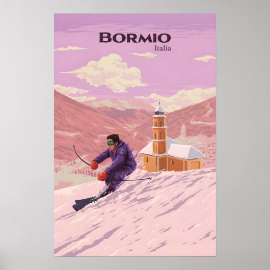 Affiche de voyage pour la station de ski de Bormio (Devant)