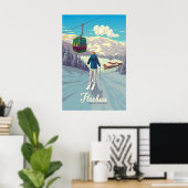 Affiche de voyage pour la station de ski de Flacha (Bureau à domicile)