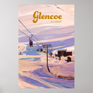 Affiche de voyage pour la station de ski Glencoe É