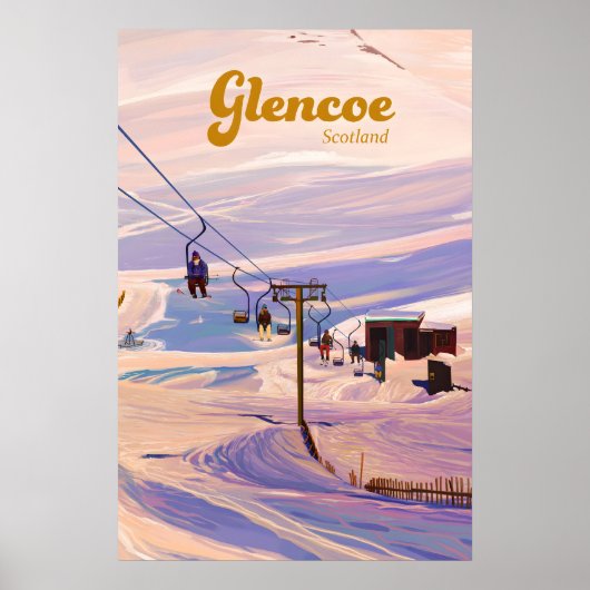 Affiche de voyage pour la station de ski Glencoe É (Devant)