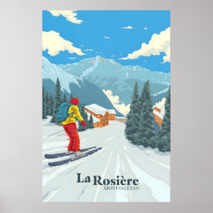 Affiche de voyage pour la station de ski La Rosièr