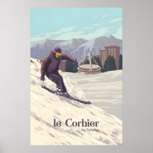 Affiche de voyage pour la station de ski Le Corbie
