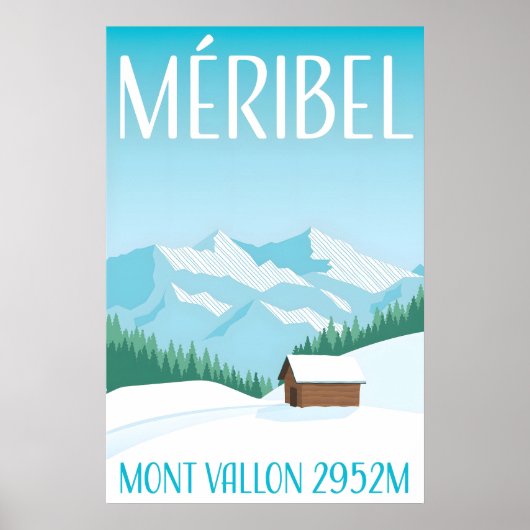 Affiche de voyage pour la station de ski minimalis (Devant)
