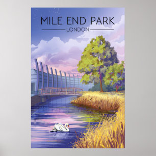 Affiche de voyage pour le parc Mile End à Londres