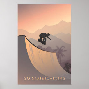 Affiche de voyage pour le skateboard