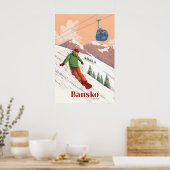 Affiche de voyage pour le snowboard à Bansko Bulga (Cuisine)