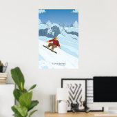 Affiche de voyage pour le snowboard à Courchevel (Bureau à domicile)