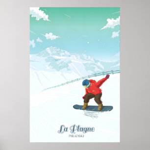Affiche de voyage pour le snowboard à La Plagne