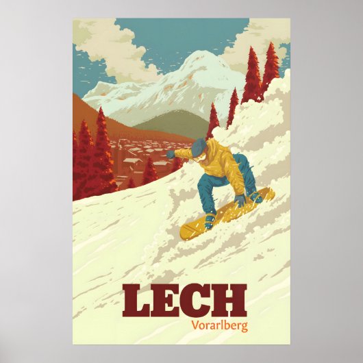 Affiche de voyage pour le snowboard à Lech (Devant)