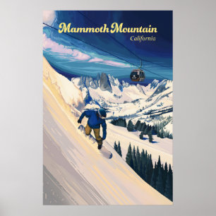 Affiche de voyage pour le snowboard à Mammoth Moun