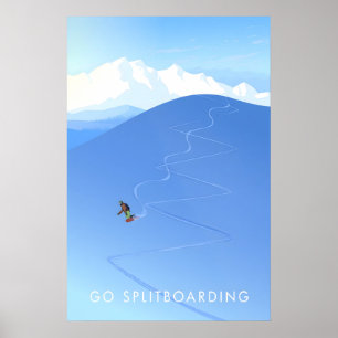 Affiche de voyage pour le splitboard à Go